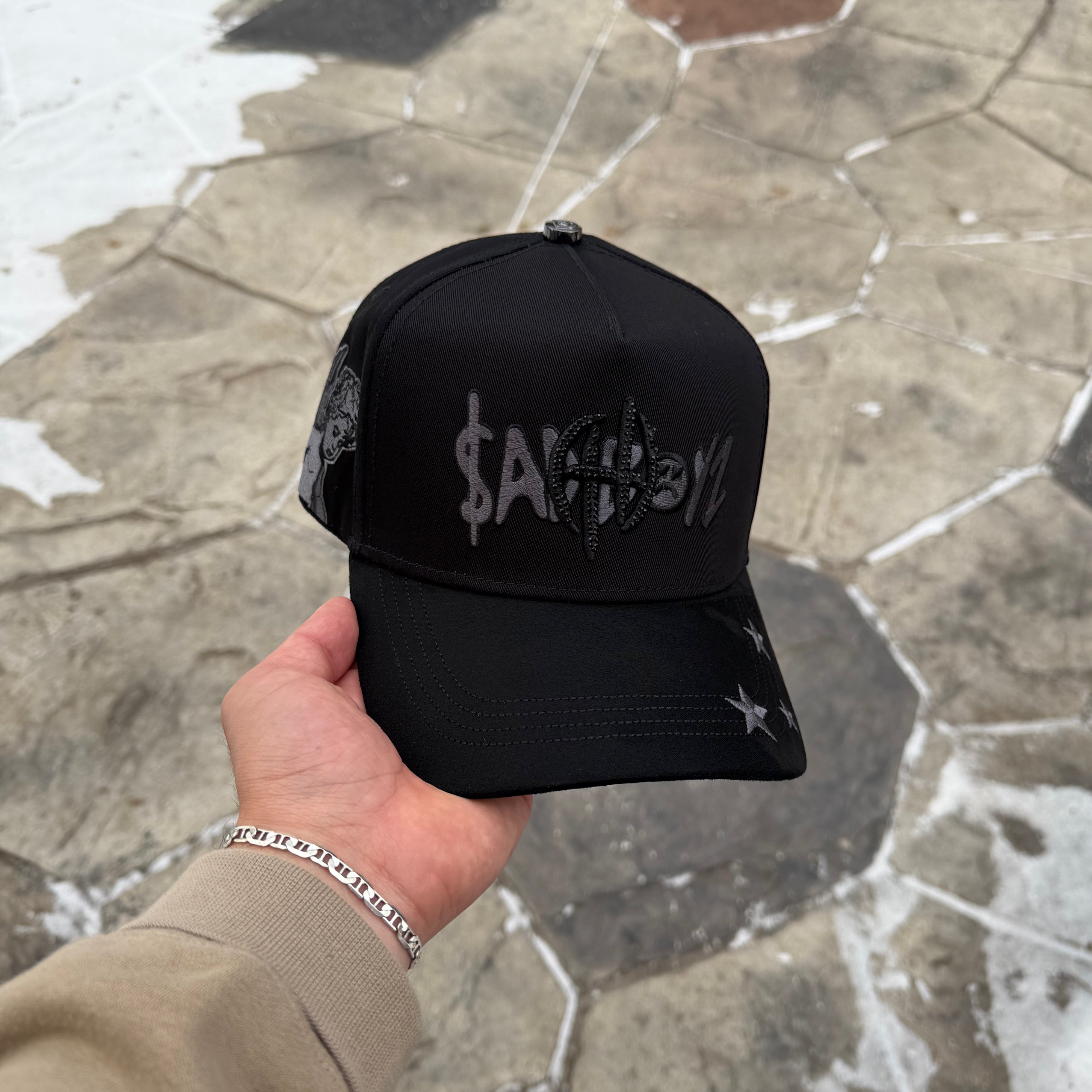 Sad Boyz Snapback Hat All Black Droval